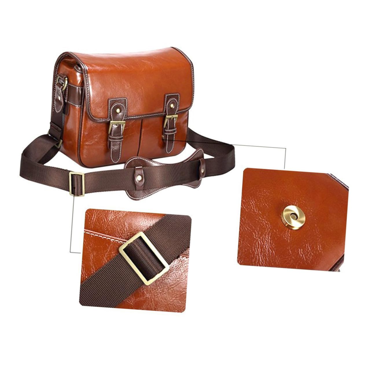 OUNONA Marrón Bolsa Grande DSLR Sintética de Cámara para Piel