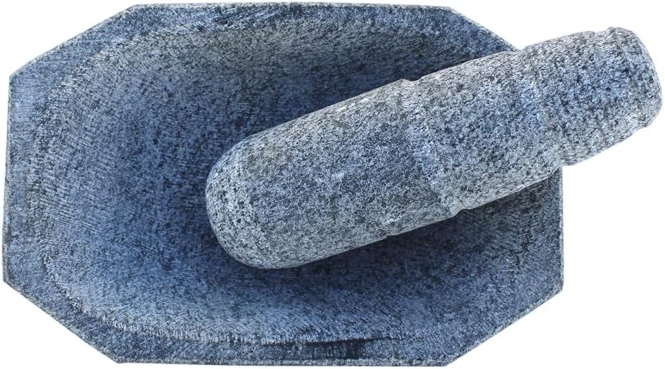 Mortar and Pestle Set Stone, Grey, 7inch (10 in)