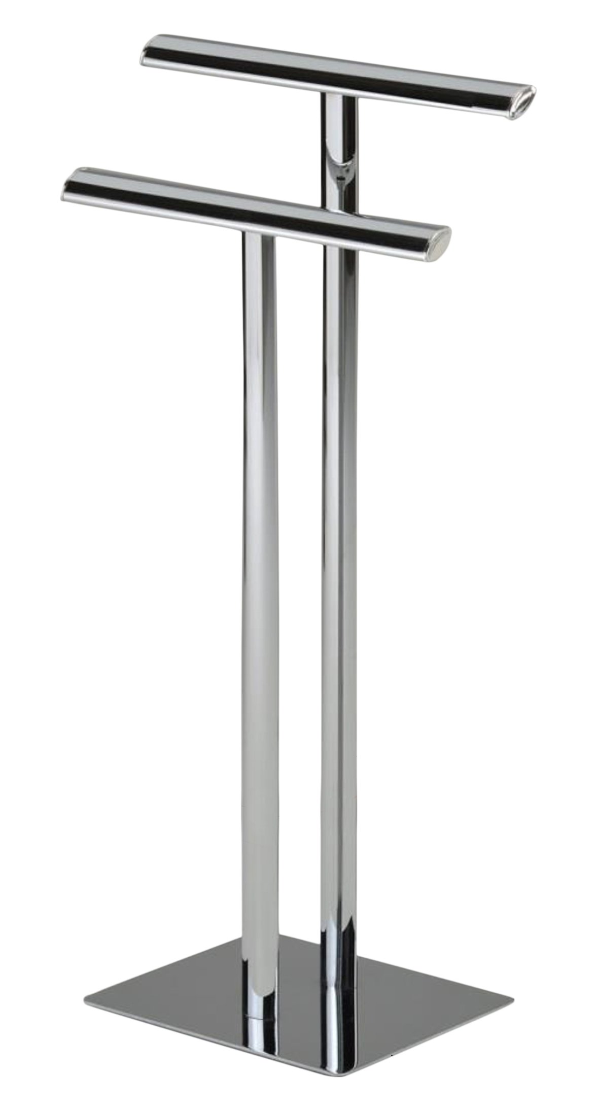 KB Designs - Metal Modern 2 Bar Free Standing Towel Quilt Rack Stand, Chrome