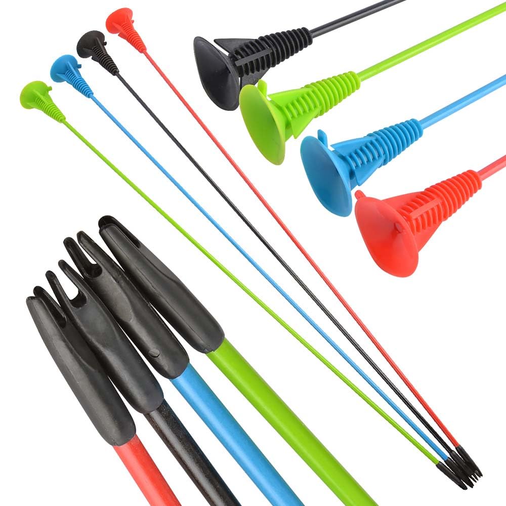 Poearcus Archery Suction Cup Arrow 28 inch Target Practice Arrow Solid fibreglass arrows with extra large suction cups Safe Arrow for Beginners 6/12 Pcs (6, blue)