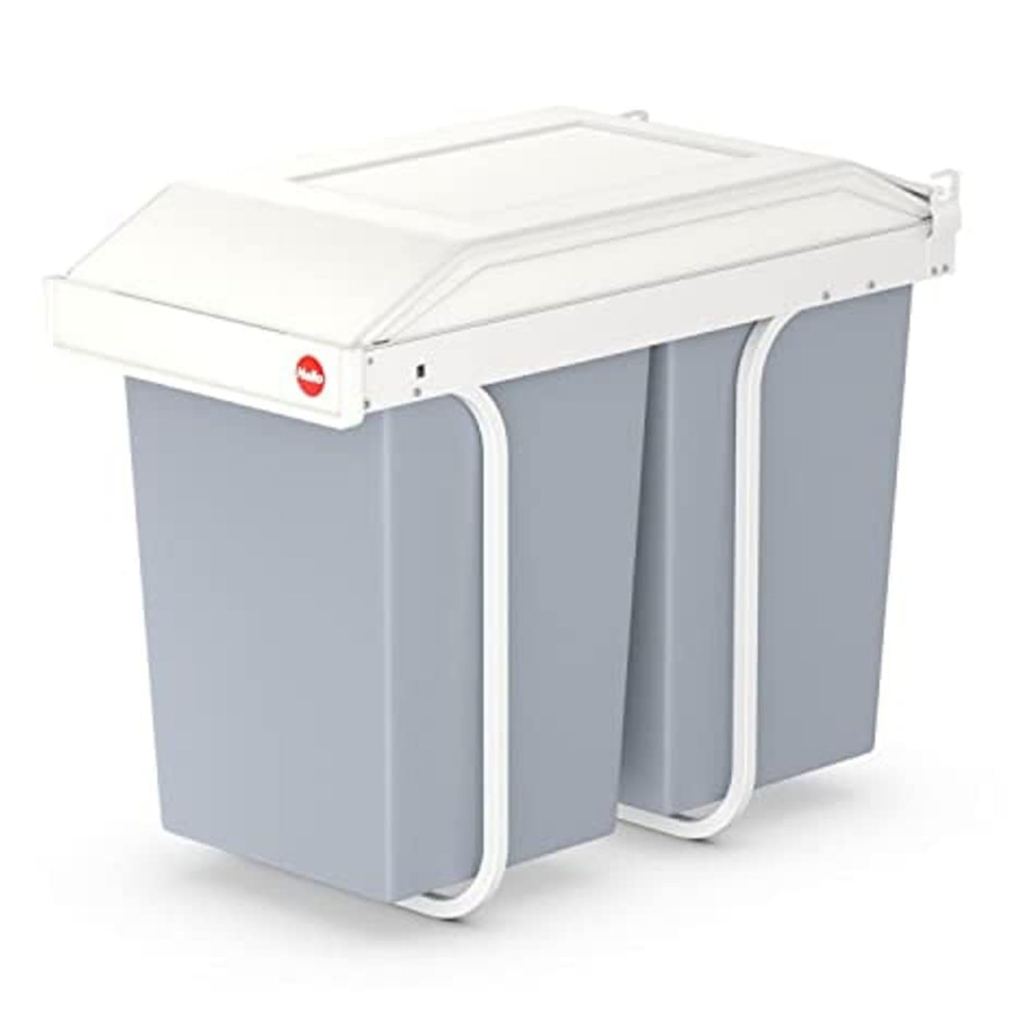Hailo Multi-Box duo L Einbau-Mülltrennsystem - Doppelmülleimer, 2 x 14 Liter - mit ausziehbaren Inneneimern - 2-fach Abfalltrennsystem für die Küche - cremeweiß | 2 x 14 l, ausfahr- und aufnahmebereit