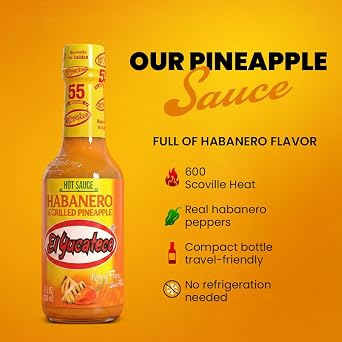 El Yucateco Grilled Pineapple and Habanero Sauce, 4 oz, Gluten Free, 6 Pack