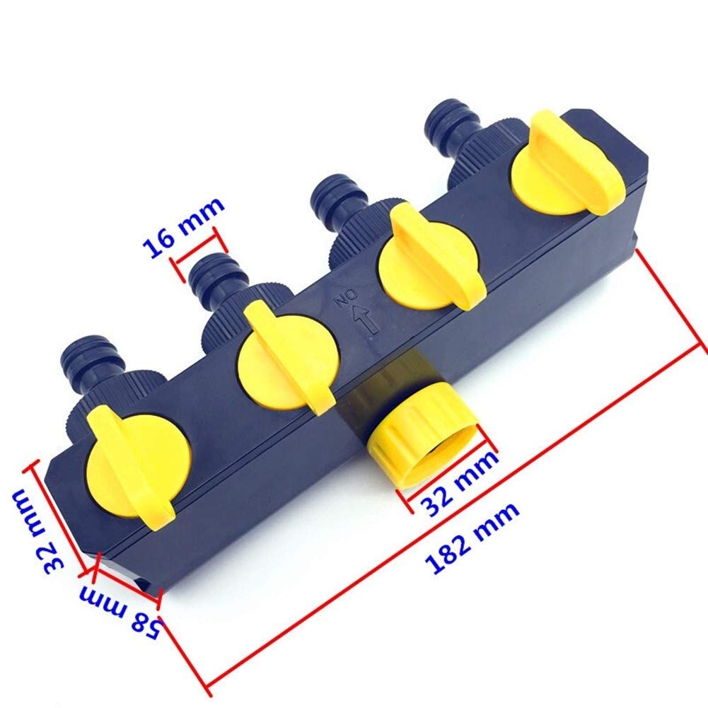 Conector de Agua de riego Agrícola Grifo de 4 vías 3/4 1 PCS Dispositivo de conexión de riego Manguera de jardín Divisor de tubería Goteo de plástico (Diámetro : 3/4'') (Onecolor 3/4'')