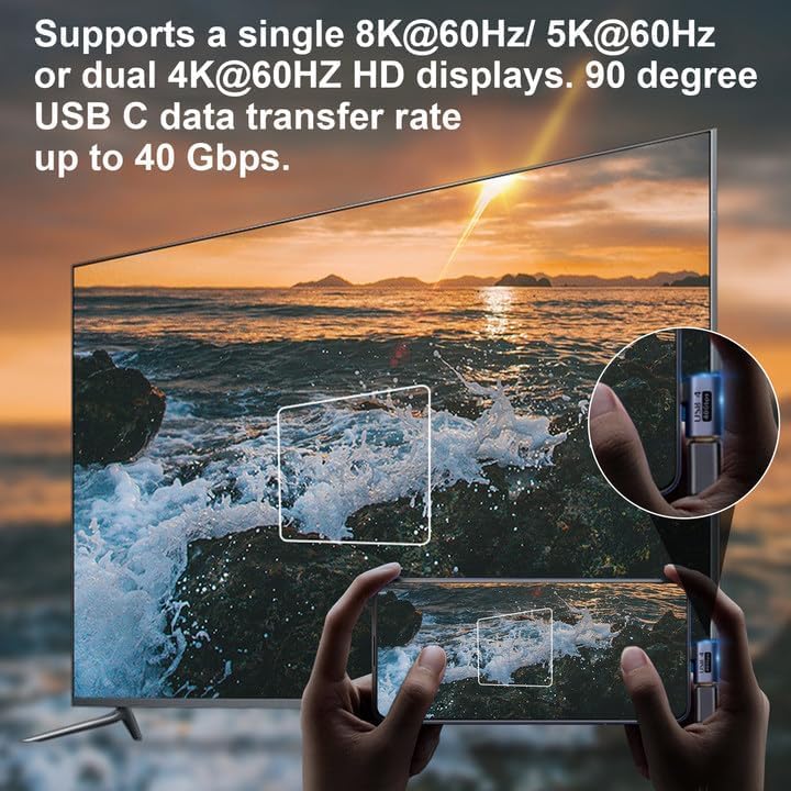 Image of Tobo Right Angle USB-C Adapter 40Gbps Data Transfer USB 4.0 /Thunderbolt 4 Type C Male to Female Connector Extender for Mobile Phone, Switch, Steam Deck, Tablet, Laptop TD-944CC