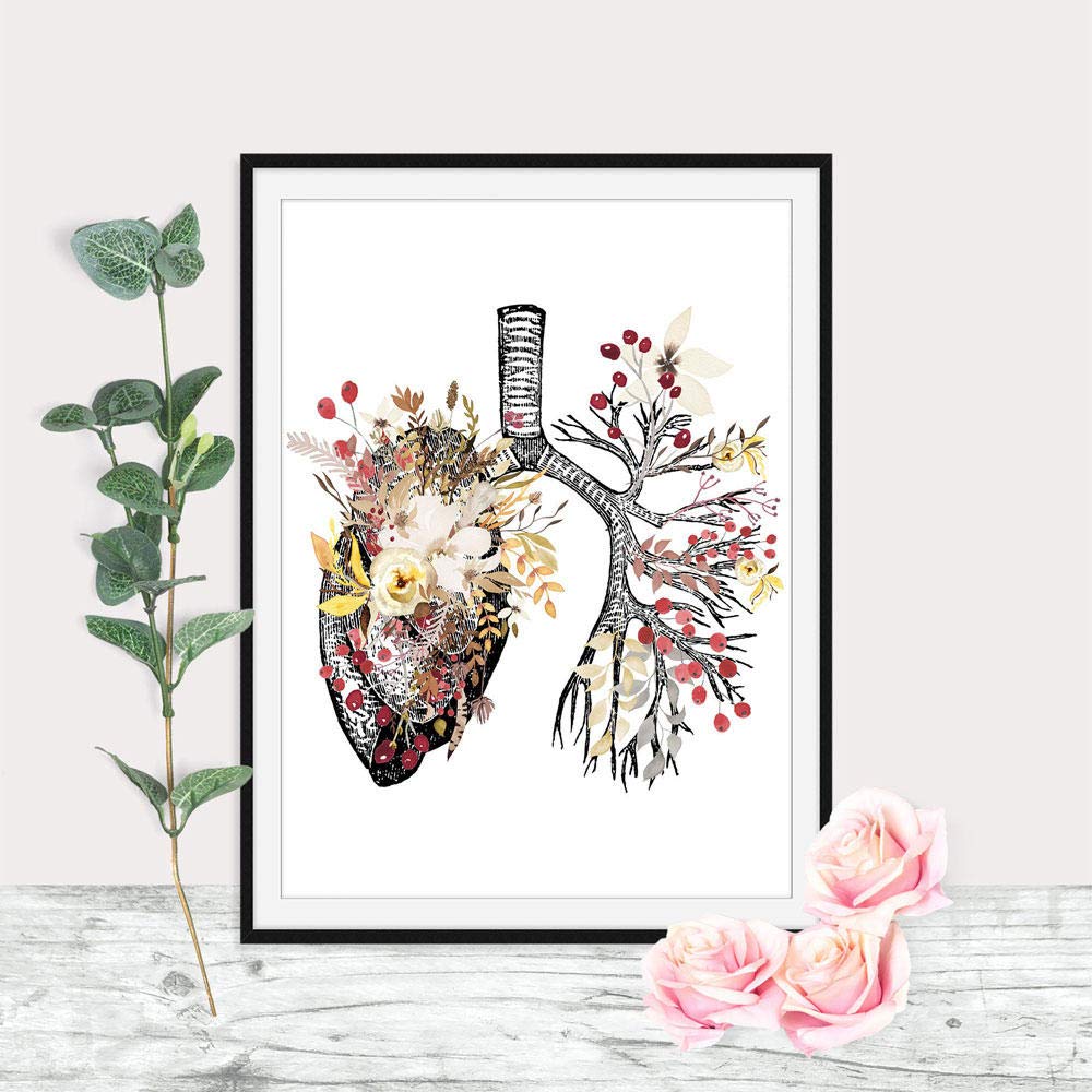 SHINERING Póster de anatomía humana con diseño de órgano anatómico, diseño vintage, 60 x 80 cm