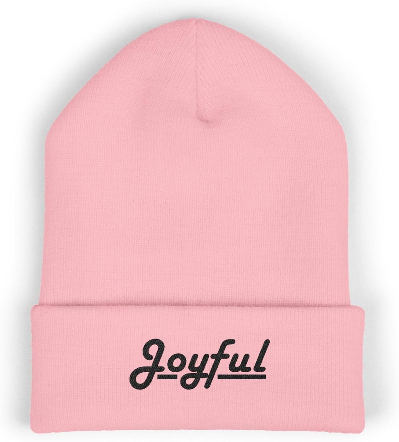 Premium Classic Cuffed Beanie Hat 'Joyful' with Embroidery Message
