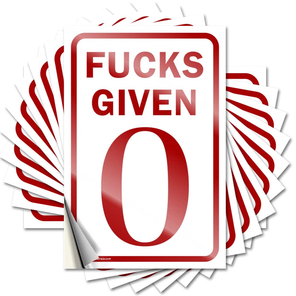 Saying Big Retro Waterproof - Fucks Given 0 Bottle Self Adhesive Decal for Outside Use(12X18CM)