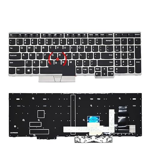 Lenovo �m�[�g�p�\�R���p US �L�[�{�[�h ThinkPad E580 E585 E590 E595 T590 P53S L580 L590 P52 P72 P53 P73 �p �u���b�N �o�b�N���C�g�t��(US Silver Mouse)