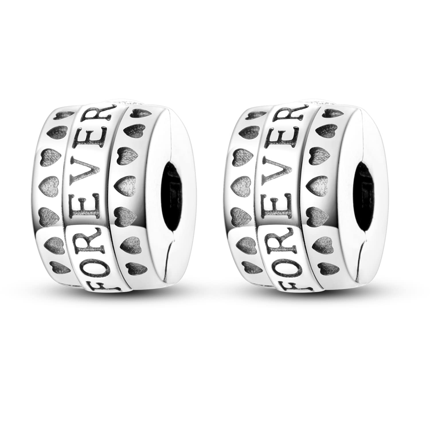 Parmuz Clip Espaciador Charm para Pulsera 925 Pavé de Plata de Ley Circonita Cúbica Clip Lock Espaciador Tapón Charm Bead Star Moon Evil Eye charms Joyería Regalo para Mujer