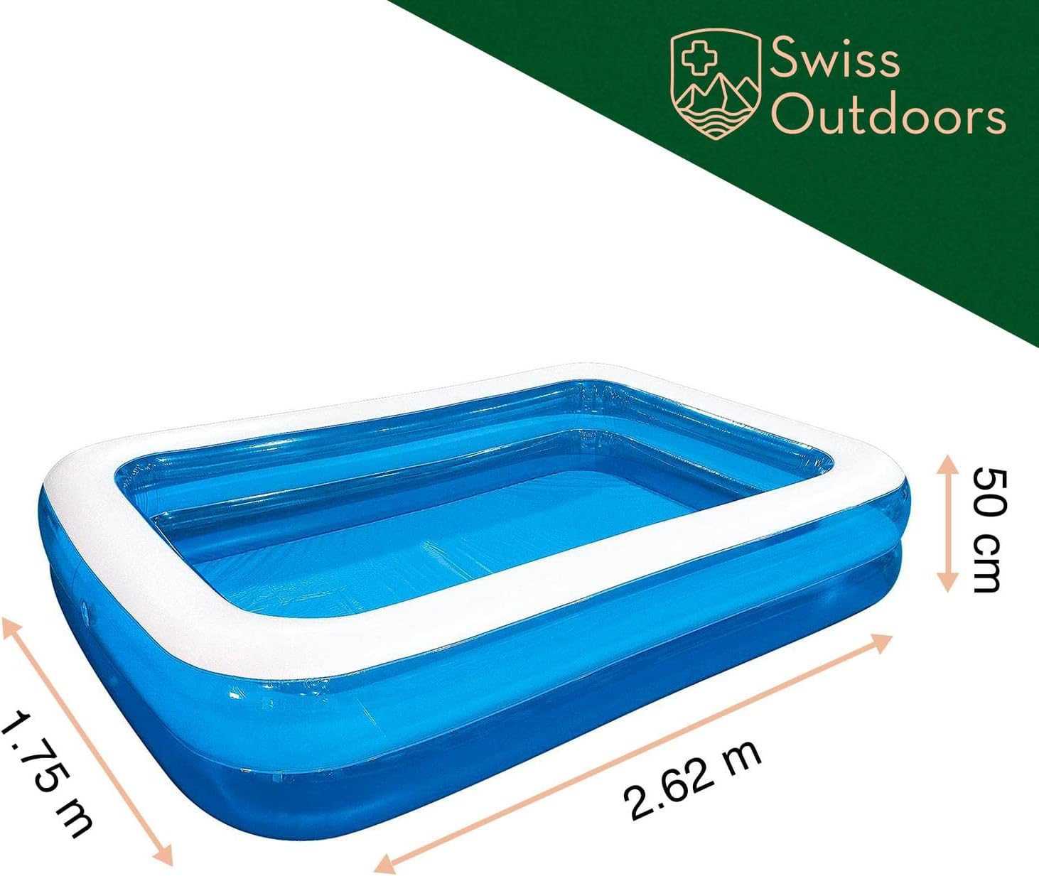 Jilong Rectangular Family Inflatable Pool for Ages 6+, Blue, 103" x 69" x 20"