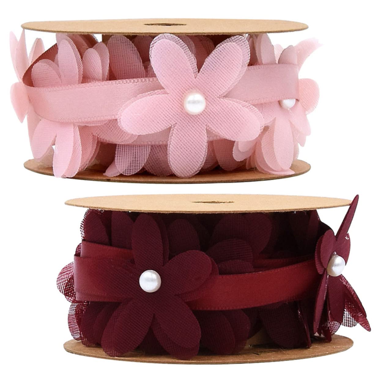 SEWACC 6rollen Blumendekorations-satinband Rosa Und Weinrot Für Hochzeiten -projekte Und Reusable Und Langlebig Verleiht Jedem Event Eine Romantische