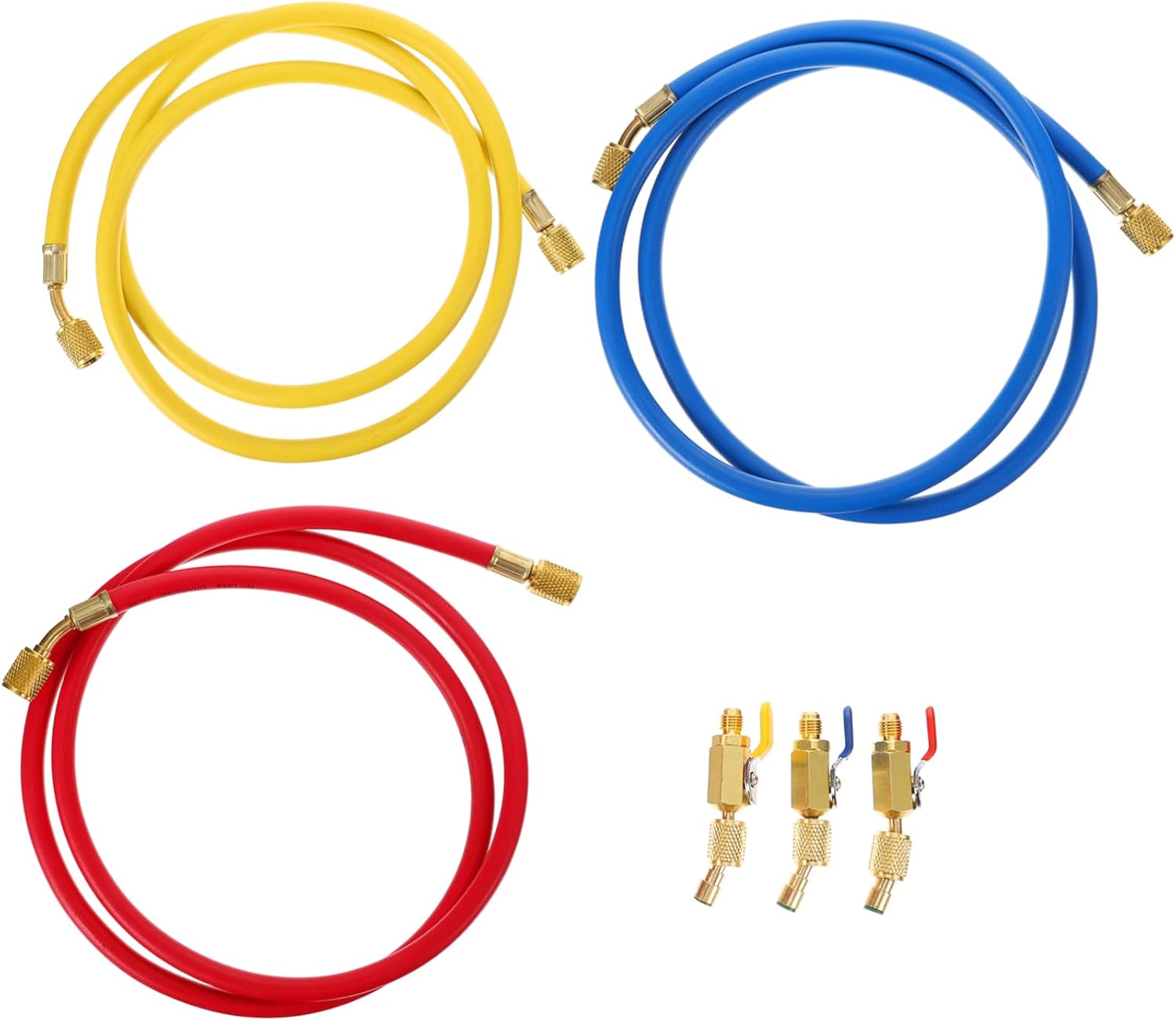 3Pcs Charging Hose with Ball Valves for Durable Fluoride Adding Tube for Car System Easy Installation and High Reliability