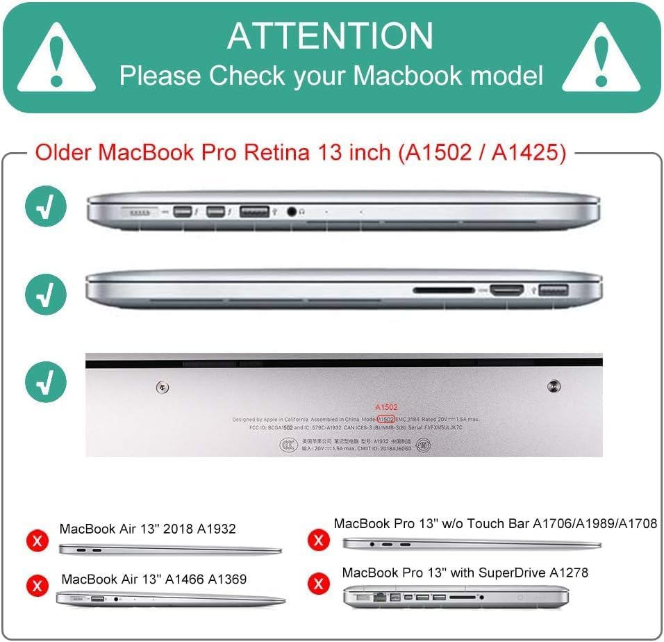 Rugged Case for MacBook Pro 13 inch with Retina Display (Model: A1502/A1425),Heavy Duty Slim Hard Shell Cover Shockproof Protective Cover with Foldable Kickstands (Grey)