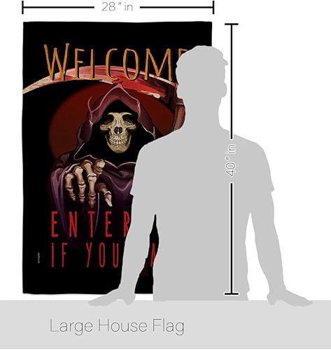 Miniatura 2 de Bandera Enter If You Dare House – Juego de bandera para otoño, Halloween, bruja, truco o trato, noche espeluznante, gato negro, temporada de