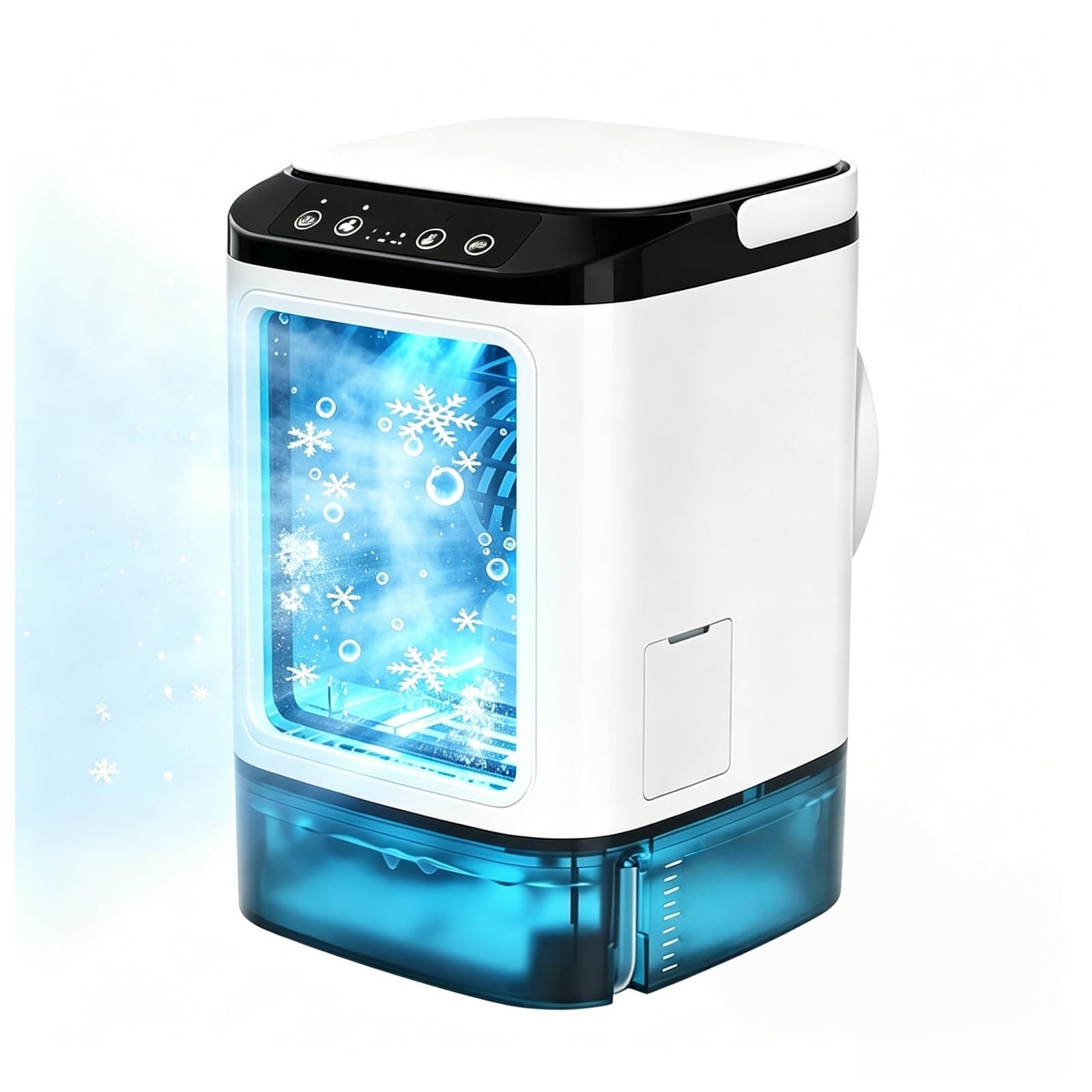 Condizionatore Portatile Senza Scarico 900 ml, Mini Condizionatore Mobile Silenzioso con 3 Velocità, Vassoio Ghiaccio, 7 LED, Raffreddatore Aria per Casa, Ufficio, Campeggio e Viaggi