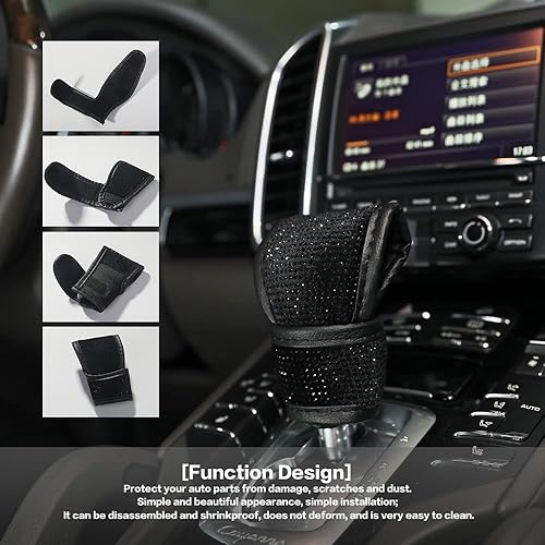 Miniatura 4 de VARGTR Bling Bling - Funda para pomo de palanca de cambios automática, con diamantes de imitación brillantes de cristal, protector de palanca de
