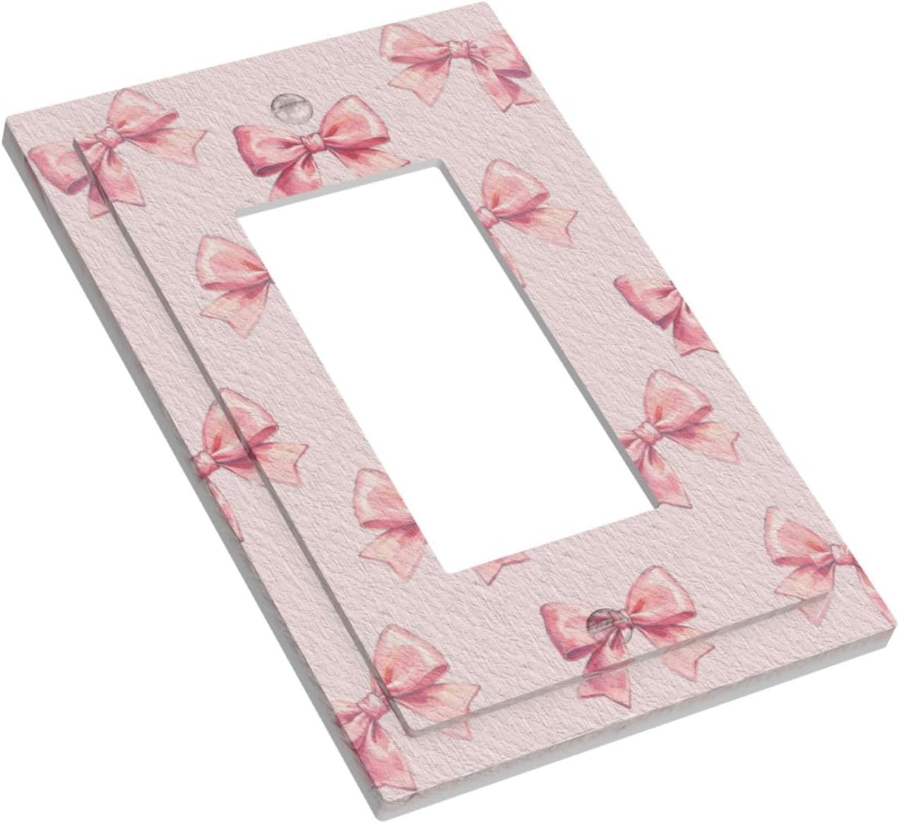 Decorative Outlet Covers Pink Bow 1 Gang Rocker Light Switch Cover Plate Single Wall Plates for Electrical Outlets Switch Plate Covers Faceplate for Girl‘s Room Bedroom Home Decor