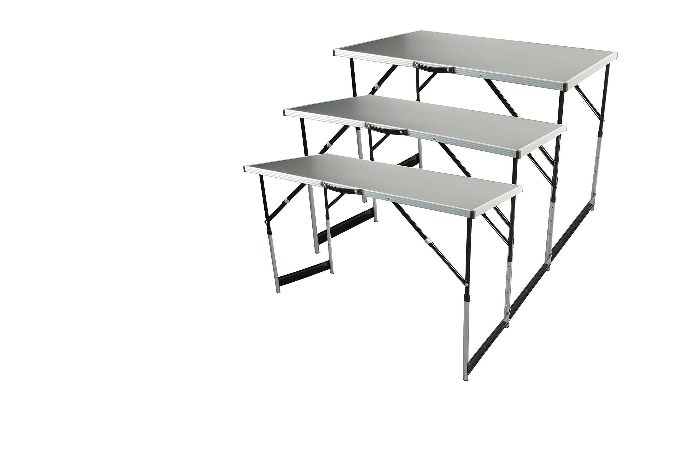 Mannesmann Brüder Multifunktionstisch faltbar, 3-teiliges Set, 100 x 61 cm Aluminiumgestell, Arbeitstisch, Werkbank, platzsparend, stabil und tragbar für Heimwerker, Camping und Werkstatt | M70113