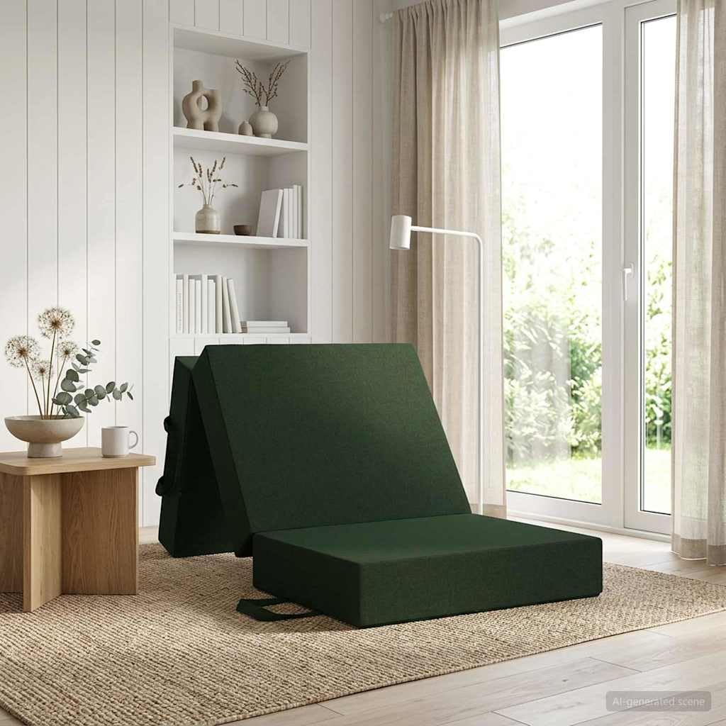 Genérico Sofá Cama Plegable Verde Oscuro 75 x 67 x 45 cm | Funda con cremallera extraíble, lavable a máquina, espuma ligera, mecanismo ajustable, ahorro de espacio