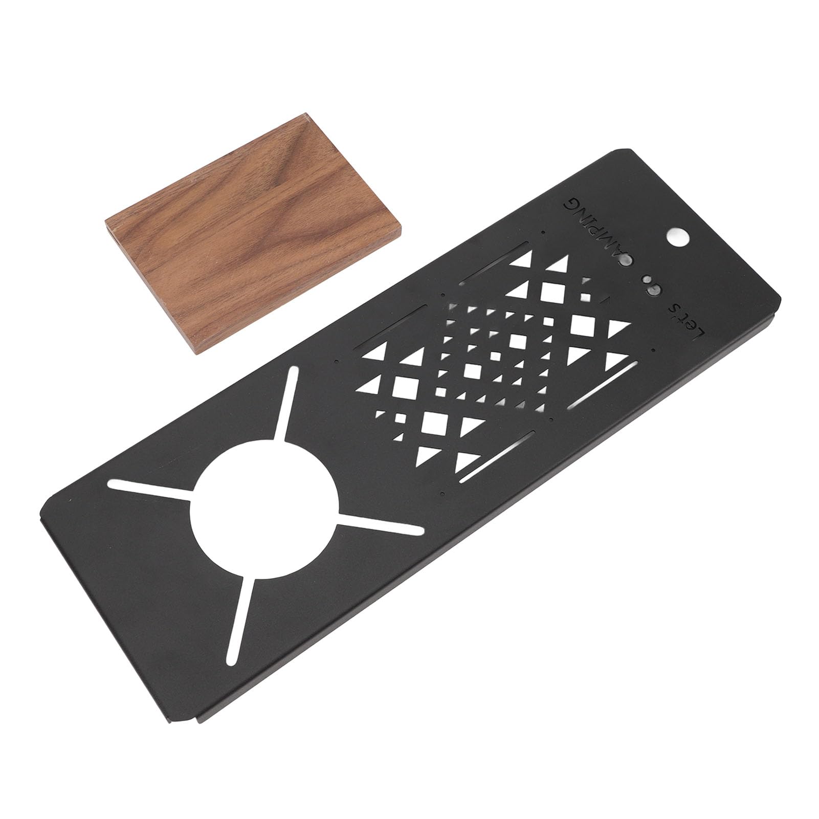 Outdoor Camping Table Board Expandable Durable Black Stainless Iron IGT Modular Unit Compatible with SOTO Spider Stove for Camping Kitchen Setup 36x12.5x1.2cm