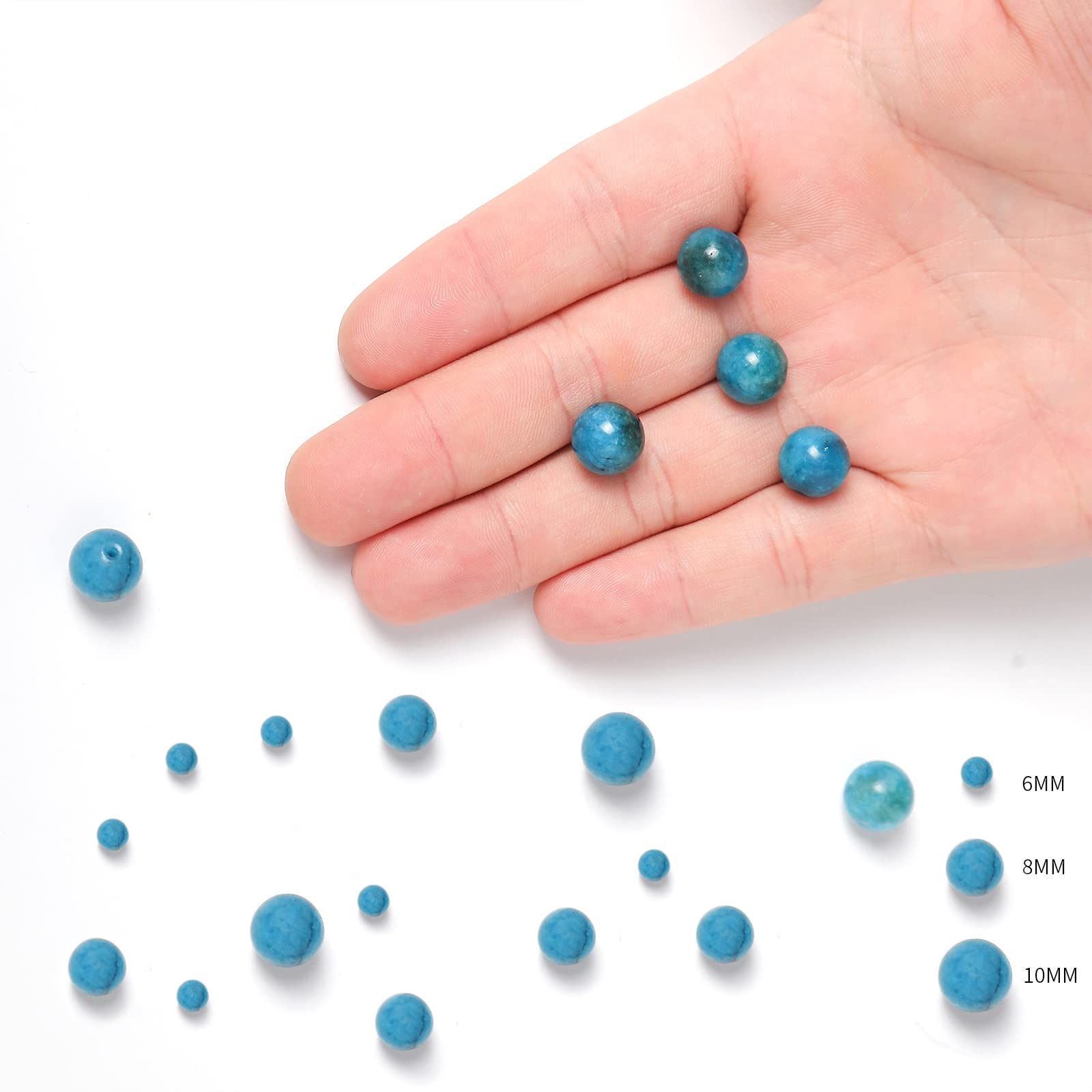 10pc - perles de pierre - apatite boules 6mm bleu - Un grand marché