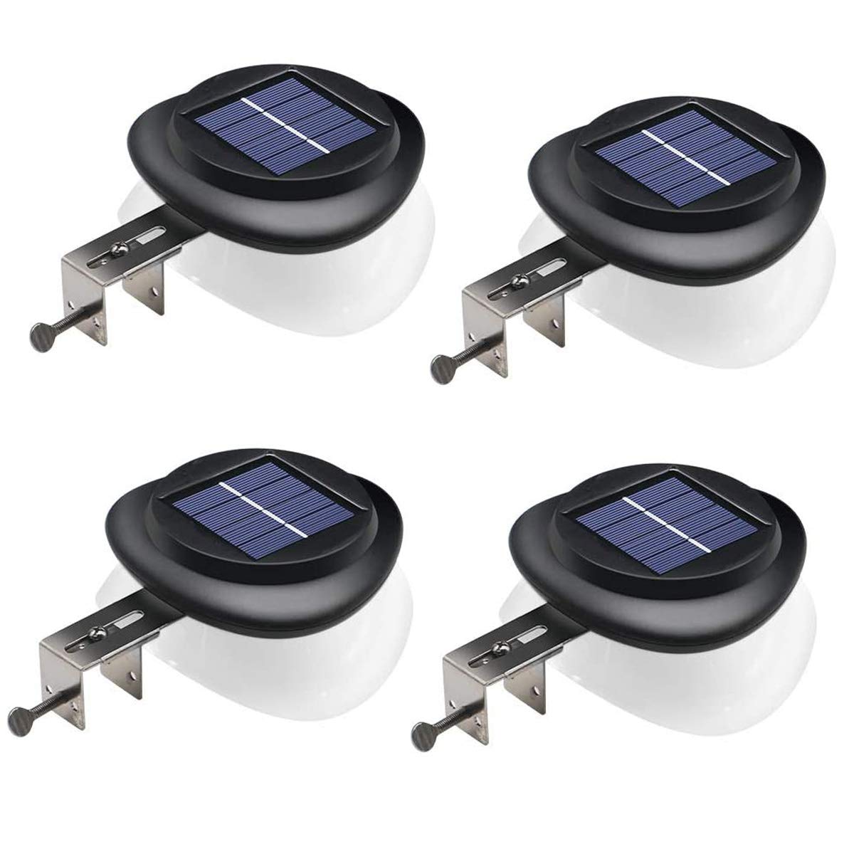 KINGCOO solarne lampy ogrodzeniowe, wodoodporne, 9 LED, solarne światła rynnowe, do ogrodu, na patio, krajobraz, taras, hol, oświetlenie ścieżki, czarne, białe, 4 sztuki