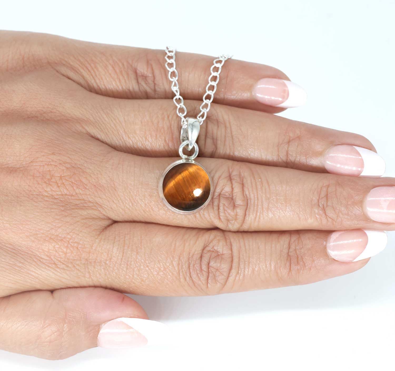 Genuine 925 Sterling Silver Handmade Jewelry Round Pearl, Moonstone, Amber, Onyx Chunky Natural Gemstone Boho Pendant Necklace For Women