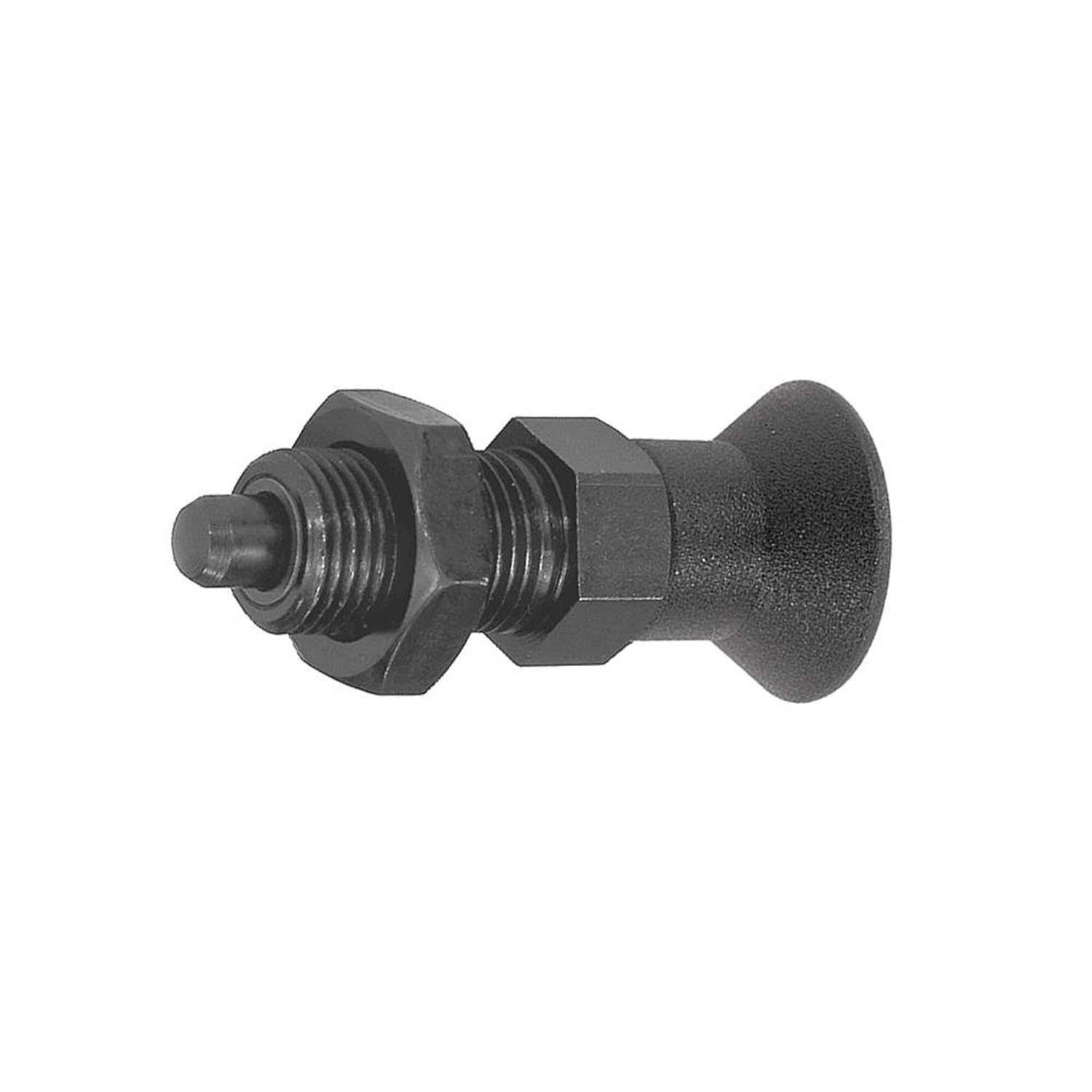 Kipp 03089-2410 Steel Indexing Plunger, Black Oxide Finish, Pull Knob, B Style, Locking Pin Hardened, Metric, M20 x 1.5 Thread, 74 mm Length