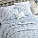 Laura Ashley - Full/Queen Quilt Set, Reversible Cotton Bedding with Matching Sham, Medium-Weight for Year Round Use, Floral Print Bed Set (Walled Garden Blue)