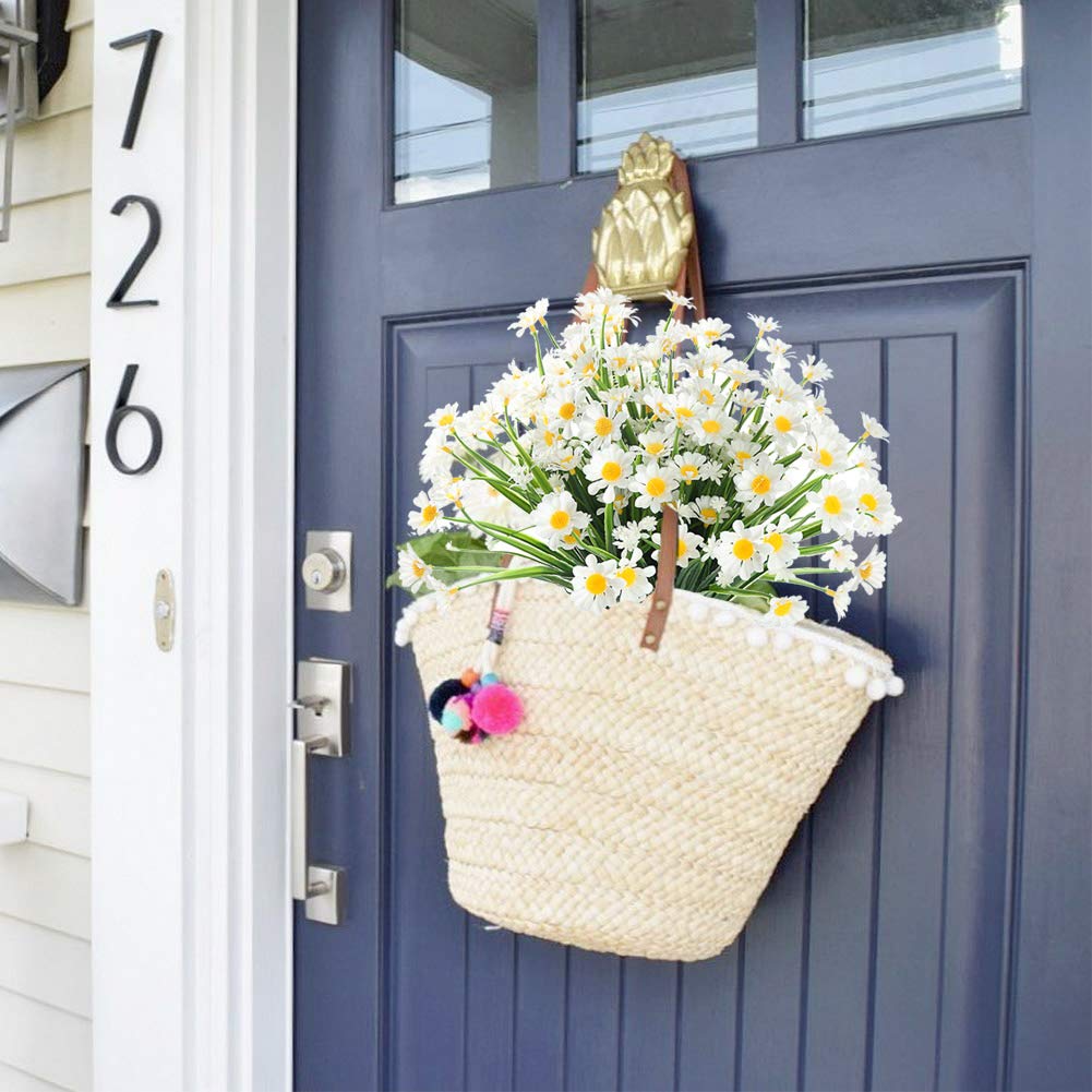 GREENRAIN 24 Bündel künstliche Gänseblümchen, für den Außenbereich, künstliche Blumen für Dekoration, kein Verblassen, Kunststoff, Blume, Garten, Veranda, Fensterkasten, Dekor (weiß)