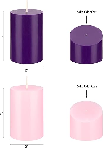 Miniatura 3 de Mega Candles 4 velas redondas de adviento de Navidad sin perfume, velas de cera prémium vertidas a mano de 2 x 3 pulgadas, vacaciones, iglesia,
