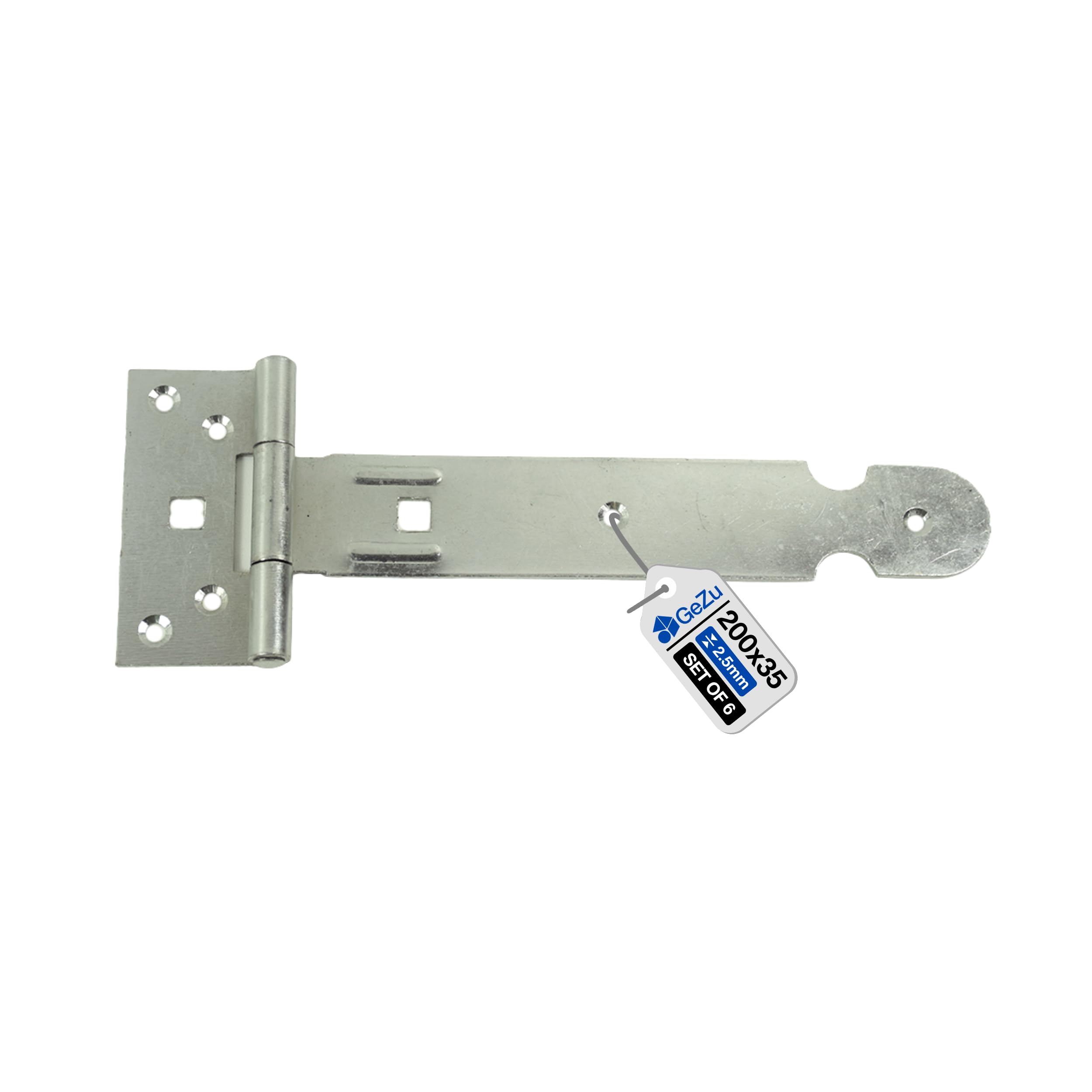 GeZu Impex Cerniera T 200 mm Set di 6 | Elettroplaccato Robusto Gancio per Cancello e Capanno Cerniere per Porta in Legno
