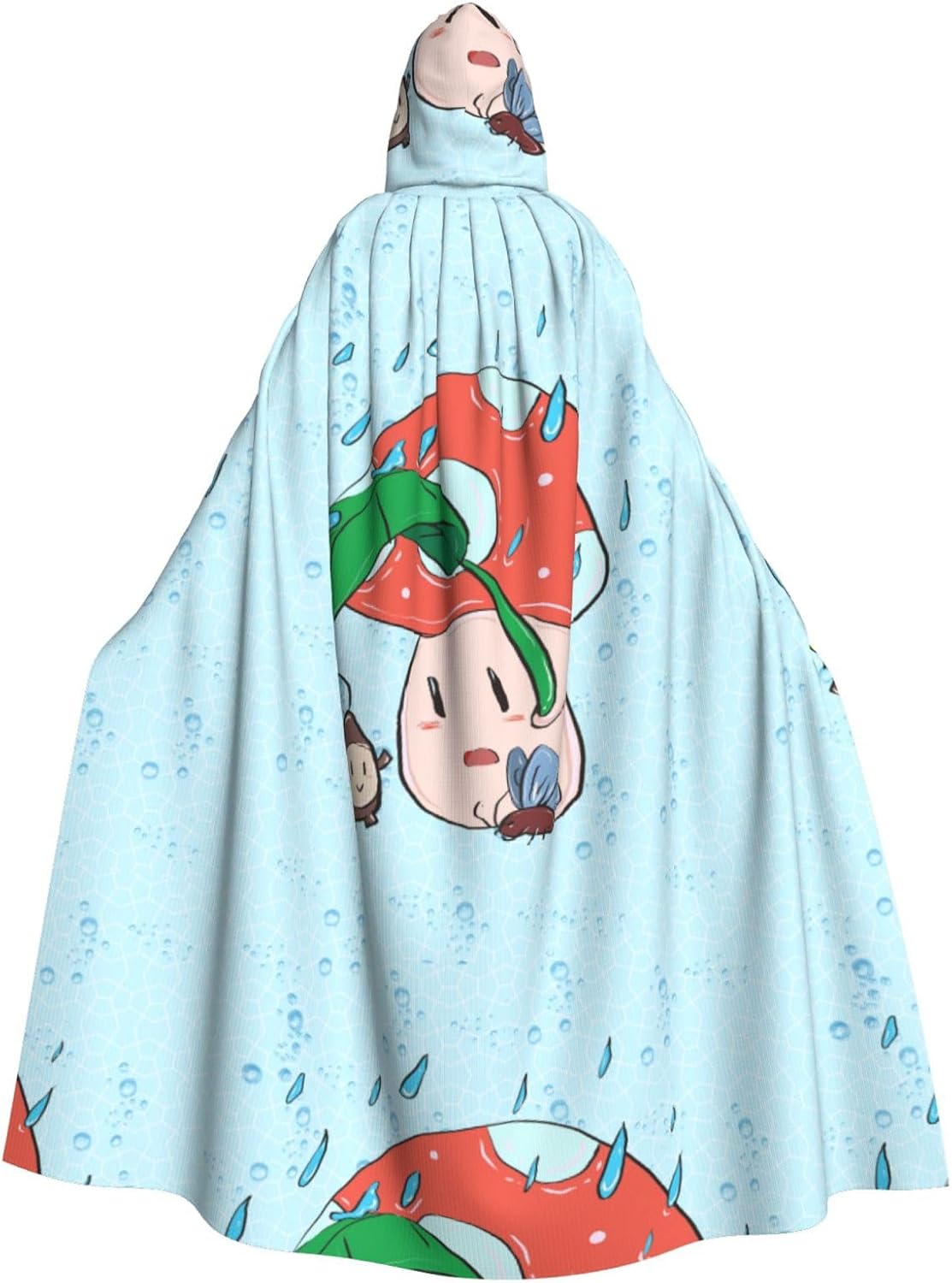 Sunflower Seeds And Mushroom Men Women Halloween Role Play Party Decoration Hooded Poncho Black