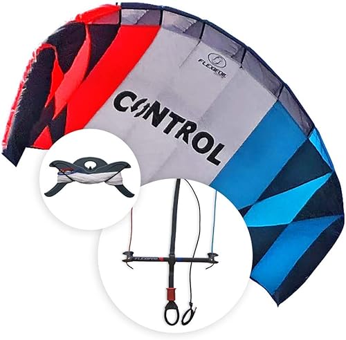 FLEXIFOIL Kitesurf Trainer Kite con barra Kitesurf 85ft Control Training Kite Niños y adultos Mejor Beach Summer Sport Power Kite Diversión