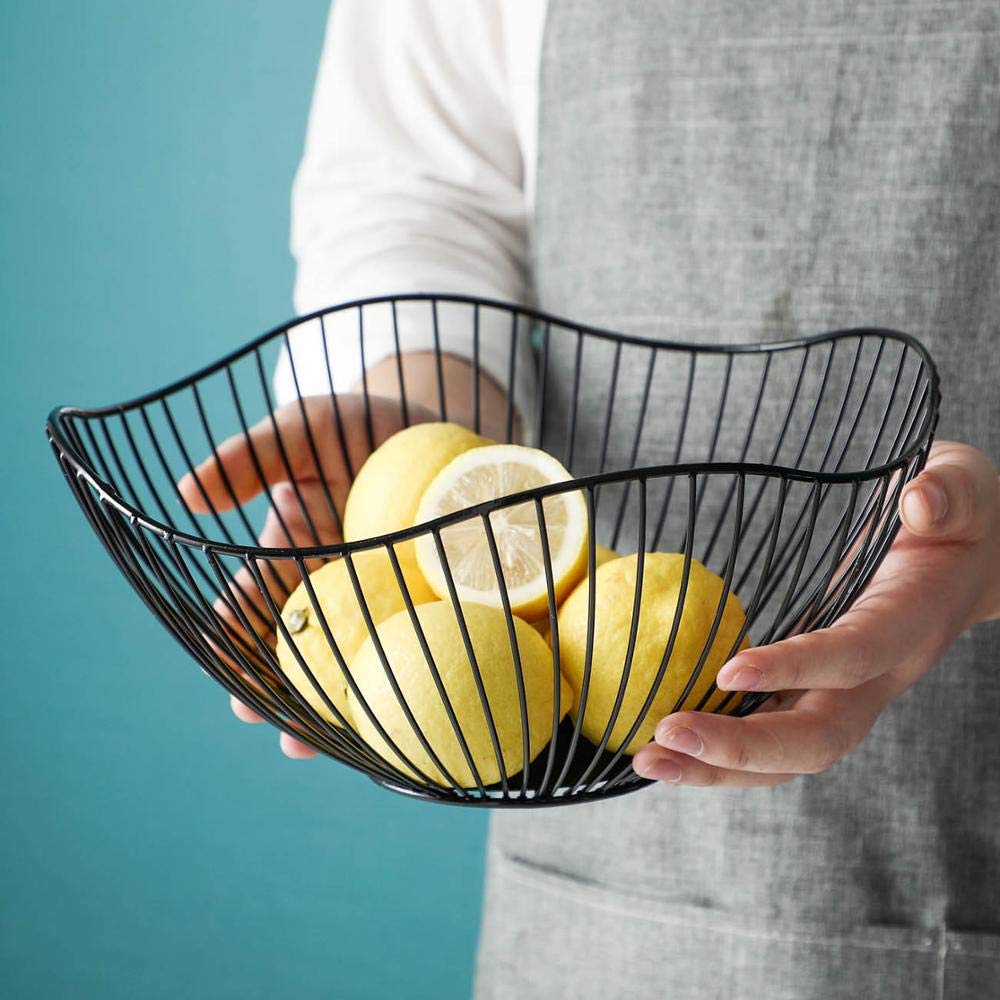 Wakauto Creative Iron Fruit Bowl - Modern Geometric Snack Container & Storage Holder For Kitchen Counter (1 PC)
