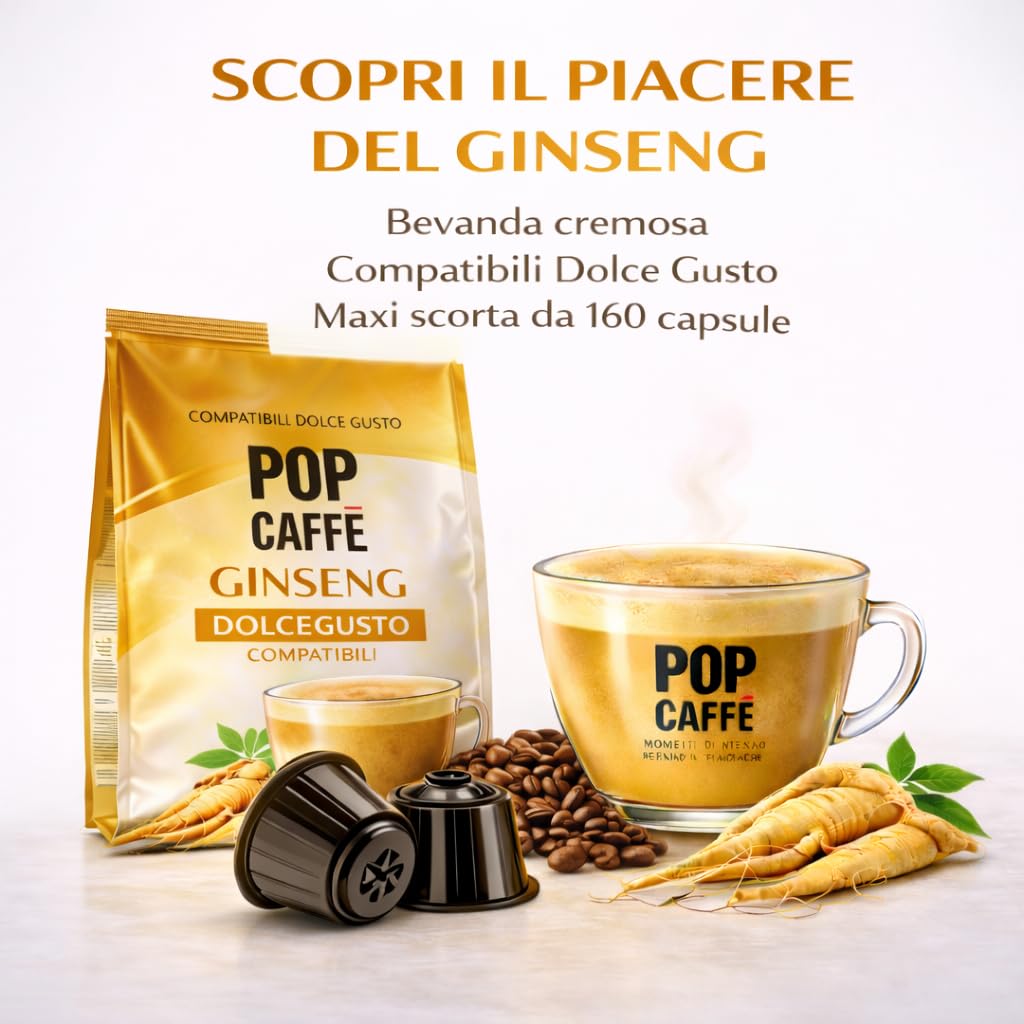 POP CAFFE' Nescafé Dolce Gusto compatible con 160 cápsulas Ginseng