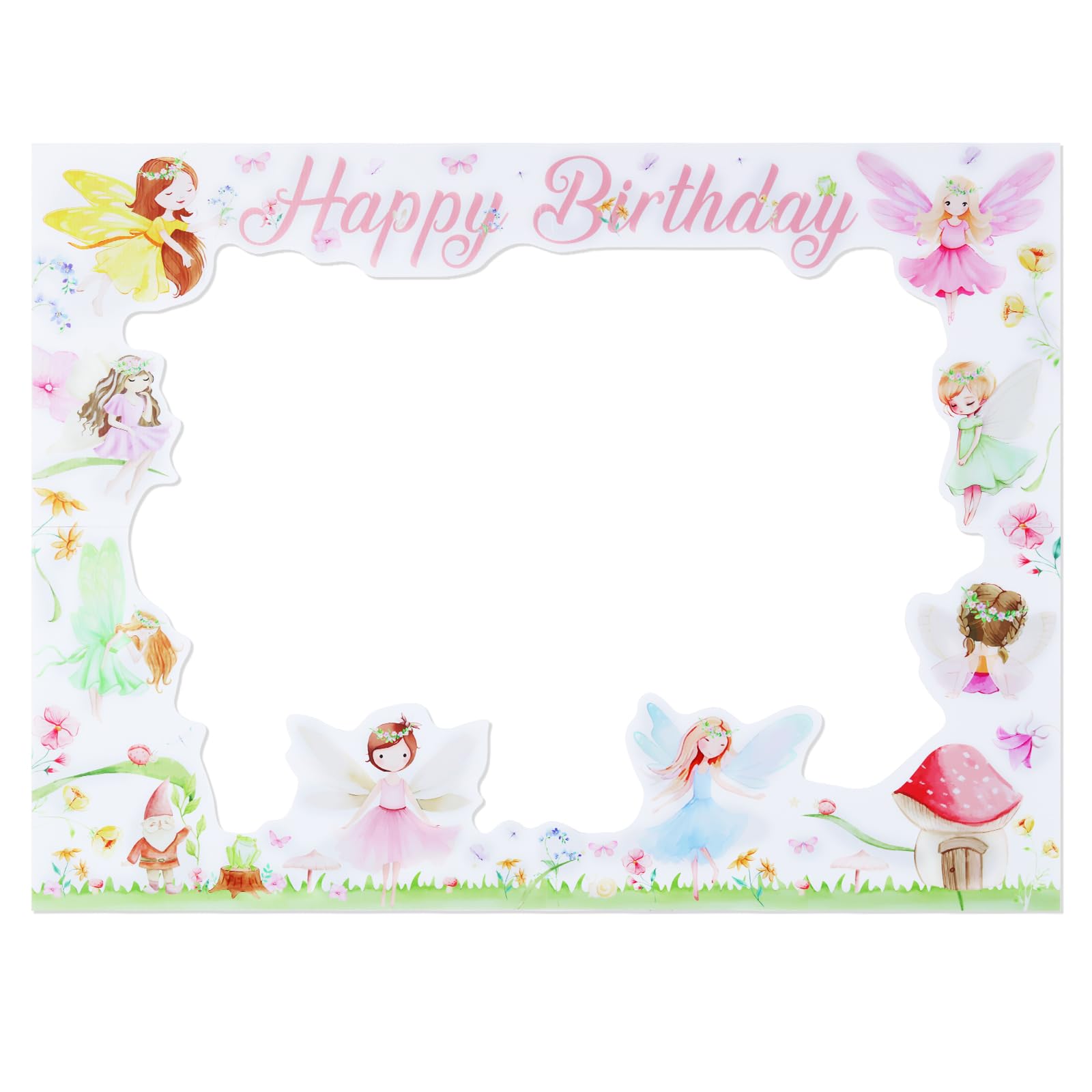 Jollyboom Fairy Birthday Party Decoration Girl, Fairy Happy Birthday Decorations Photo Booth Prop Frame for Girl Fairy Theme 1st Birthday Party Decoration
