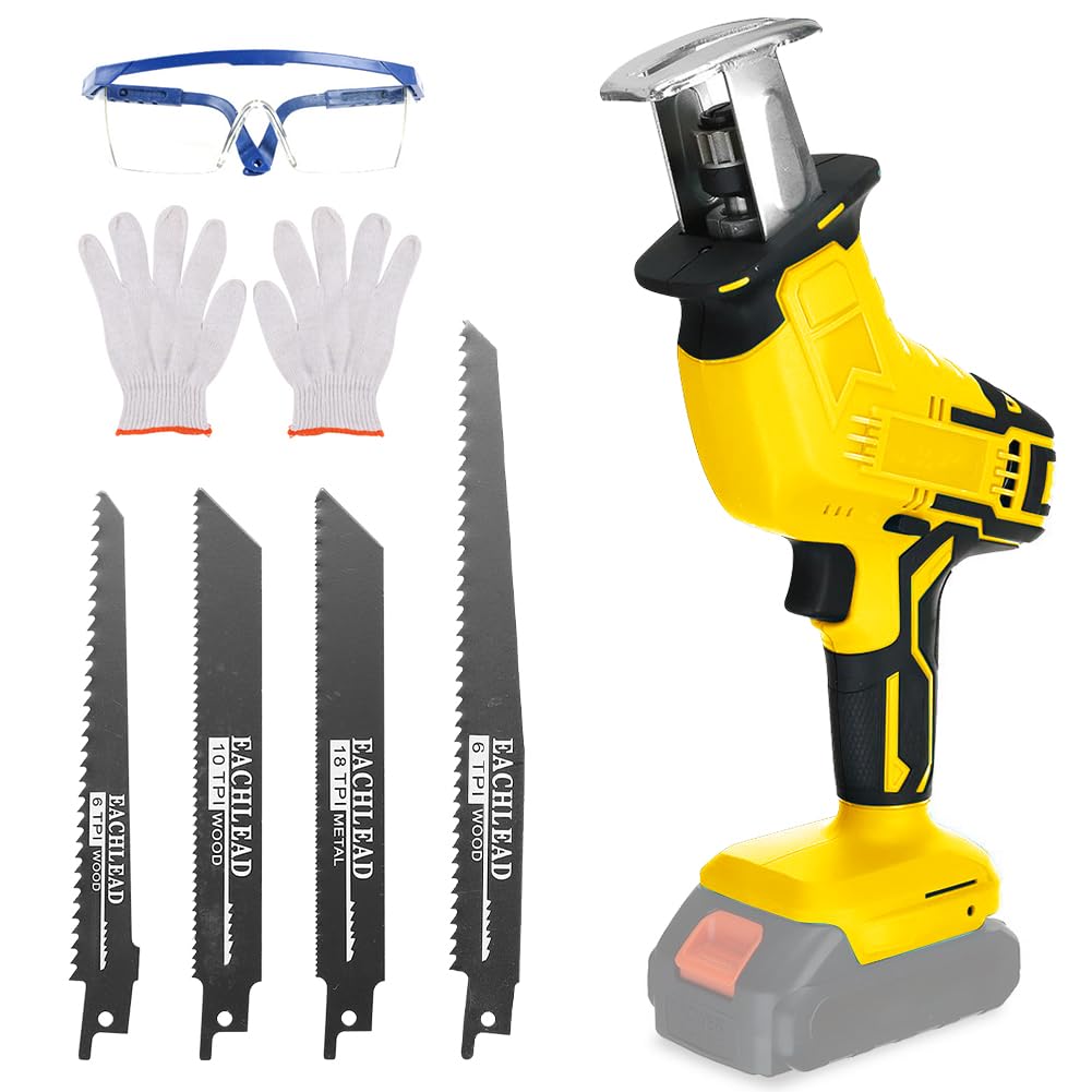 Cordless Reciprocating Saw Tool for Dewalt 20V Battery, ConBlom Brushless Power Recipro Saw 0-3500 RPM, 4 Saw Blades for Metal, Wood, PVC Cutting (No Battery)