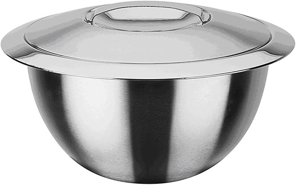 GSW Stahlwaren GmbH Thermo Mixing Bowl with Lid, 20 x 12.3 cm, 2 L, Stainless Steel, Silver, 30 x 20 x 12.3 cm