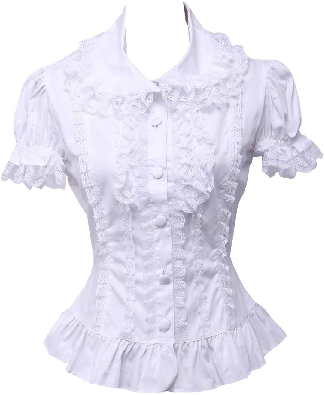 An Tai Na Antaina White Cotton Lace Ruffle Puff Vintage