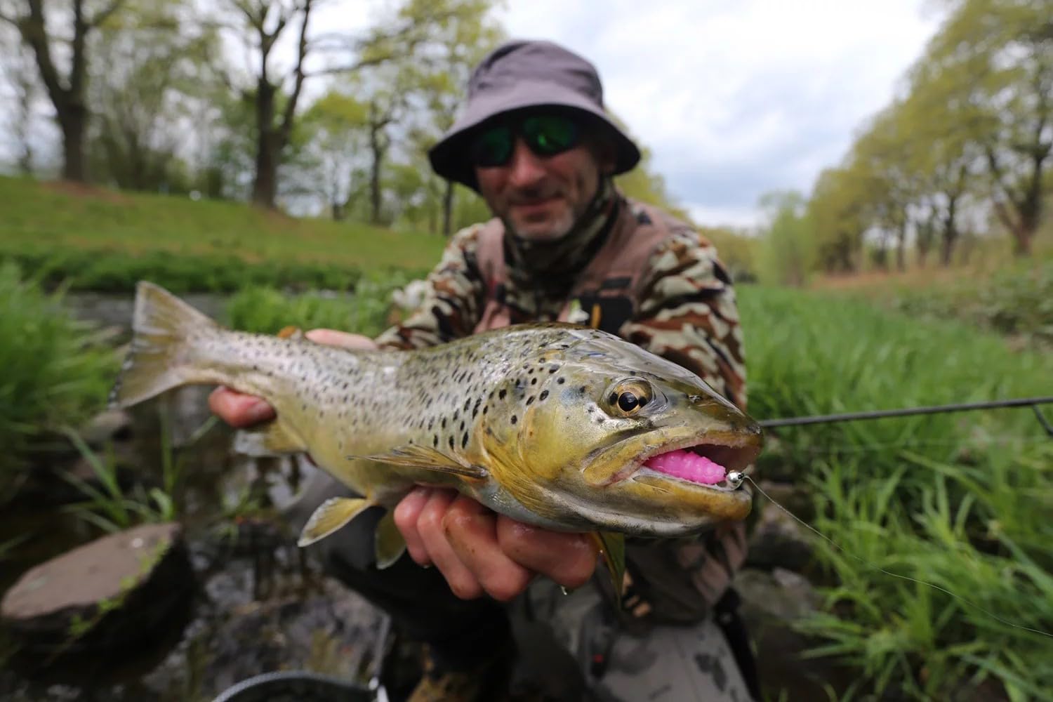 Libra Lures Larva 45mm Starter-Set – 20x Forellenköder Softbaits in 10 Farben mit Krill-Aroma – Libra Lures Starter Box Probierbox Larva + geruchsfeste Dose | Gummiköder Forelle Angelköder
