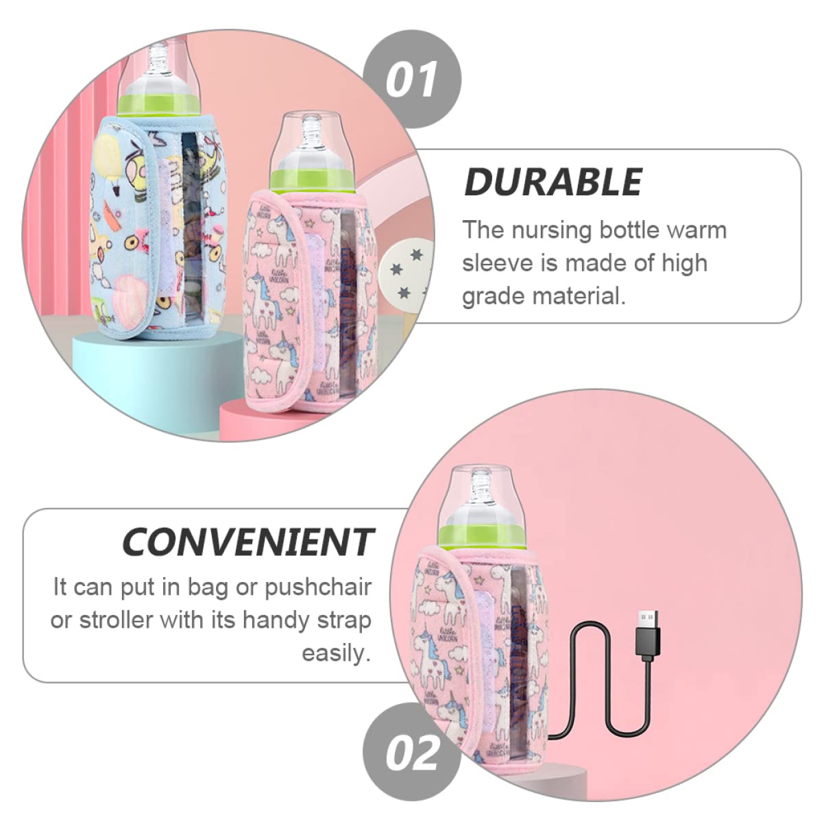 ibasenice 3piezas Térmica para Biberones Funda Aislante De para Coche Calentador De Bebidas Portátil Protección Térmica para Biberones y Botellas De Agua Diseño para
