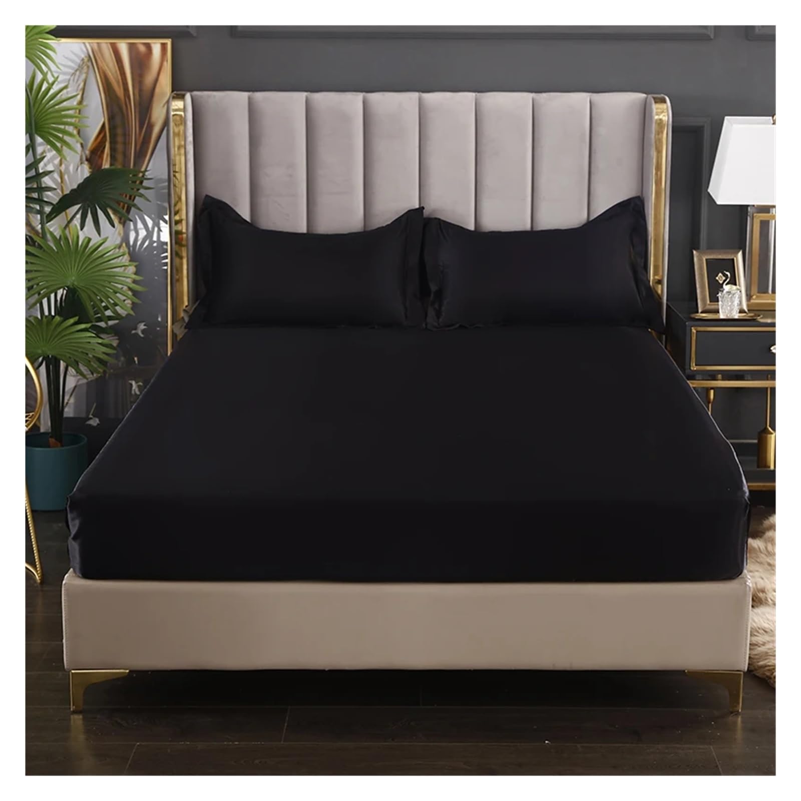 Sábana de Seda Helada Sábana Ajustable de satén Lujo, Color Liso, for Cama Individual o matrimonial, Funda colchón Seda Helada y Banda elástica(Hei se,90x200x25cm 1pc)