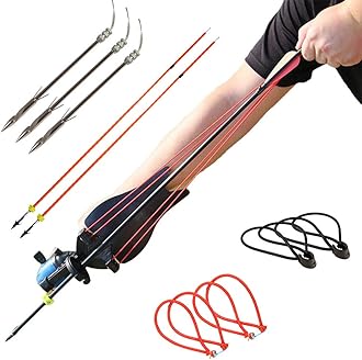Powerful Fishing Slingshot Kit Pro Fishing Reel Catapult Bowfishing Archery Arrows Slingbow Hunting Sling Shot with Arrow Brush, Fishing Reel & Rubber Bands