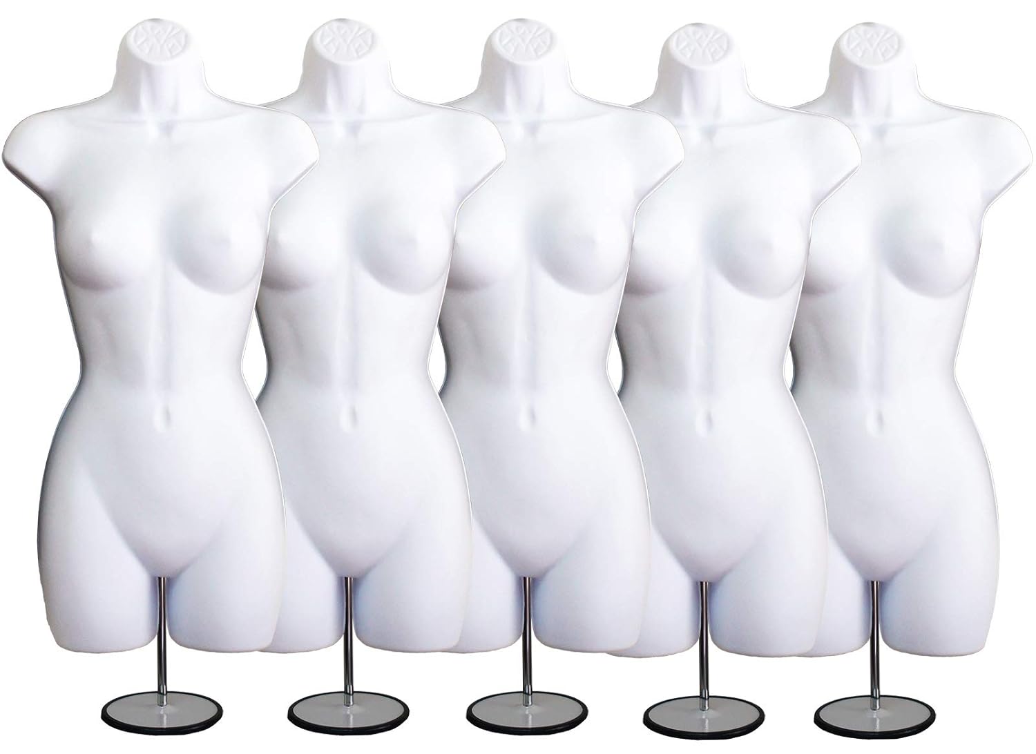 White Female Mannequin Hip Long Hollow Back Body Torso Set w/Metal Stand with Metal Pole & Hanging Hook, S-M Size (1)