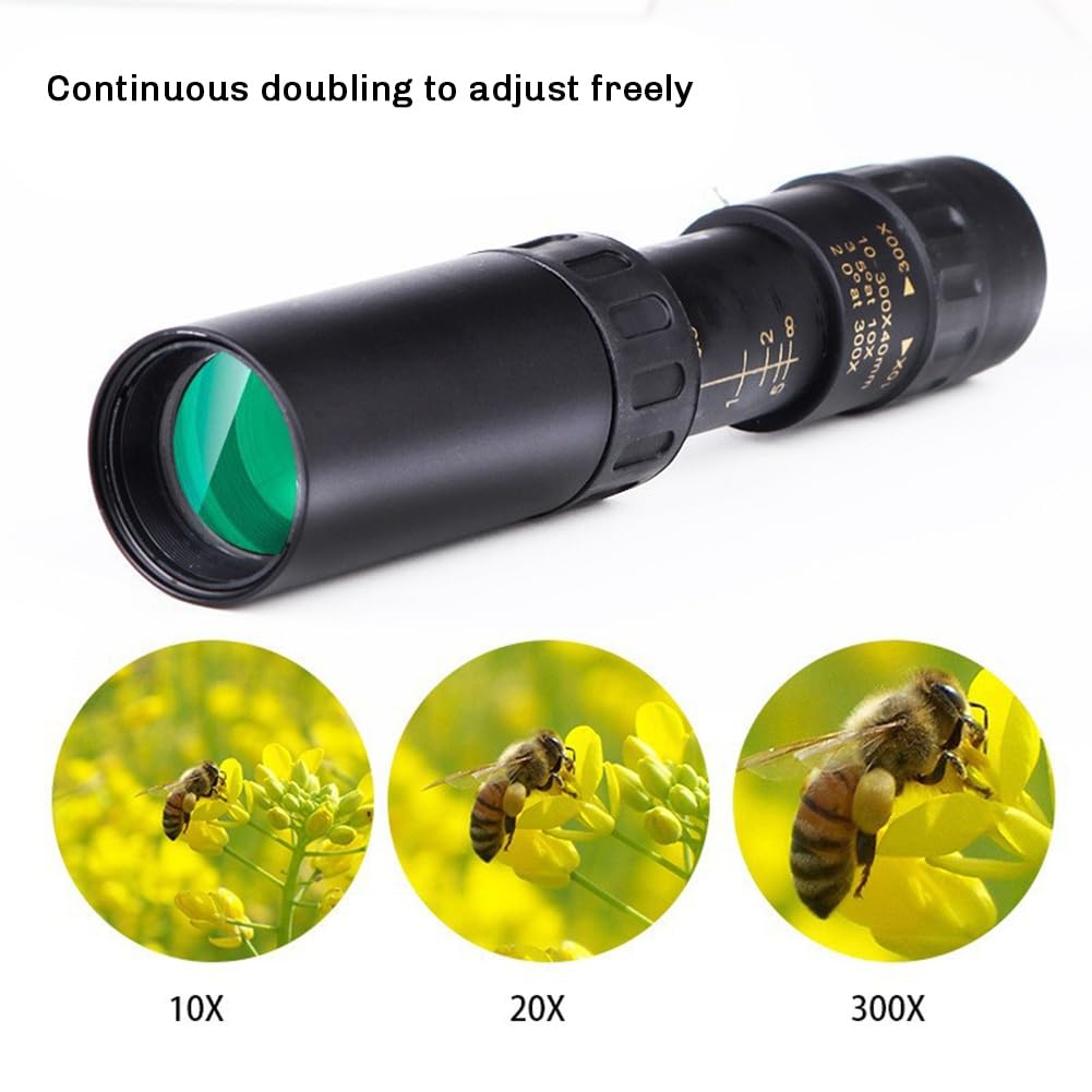 GOSER Zoom 10-300 X HD Binocolo Potente Portatile A Lungo Raggio Cannocchiale Professionale Telescopio Monoculare Visione Notturna Bassa Nero