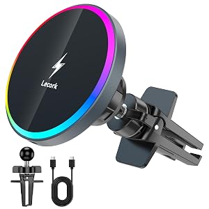 Lecork for Magsafe Car Mount Charger 15W Air Vent Magnetic Wireles Car Mount Charger for iPhone 17 Pro