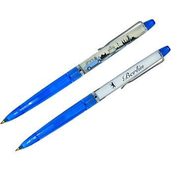 ESKESEN Berlin Souvenir Ballpoint Pen Floating Action Pen Floating Ballpoint Pen with Skyline and Trabbi Souvenir Gift GDR Blue 1 Piece Design Scriptura Souvenirs