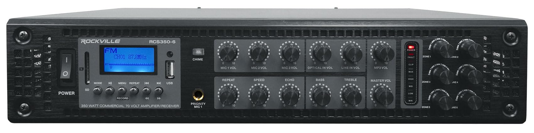 Rockville Bundle RCS350-6 350 Watt 6 Zone 70v Commercial/Restaurant Amplifier/Bluetooth Bundle with (10) Control 16C/T-BK 6.5