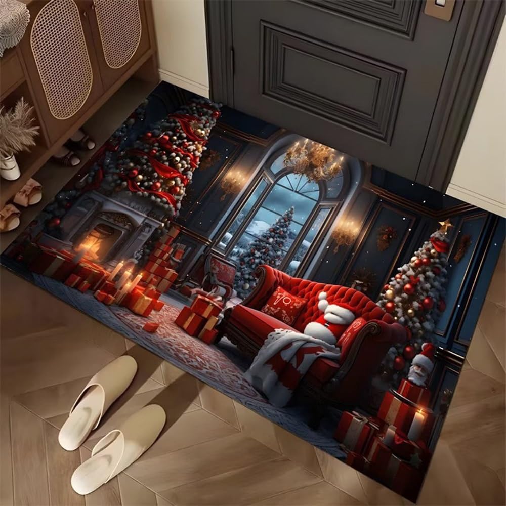 Paillasson antidérapant intérieur extérieur décoratif sur le thème Noël